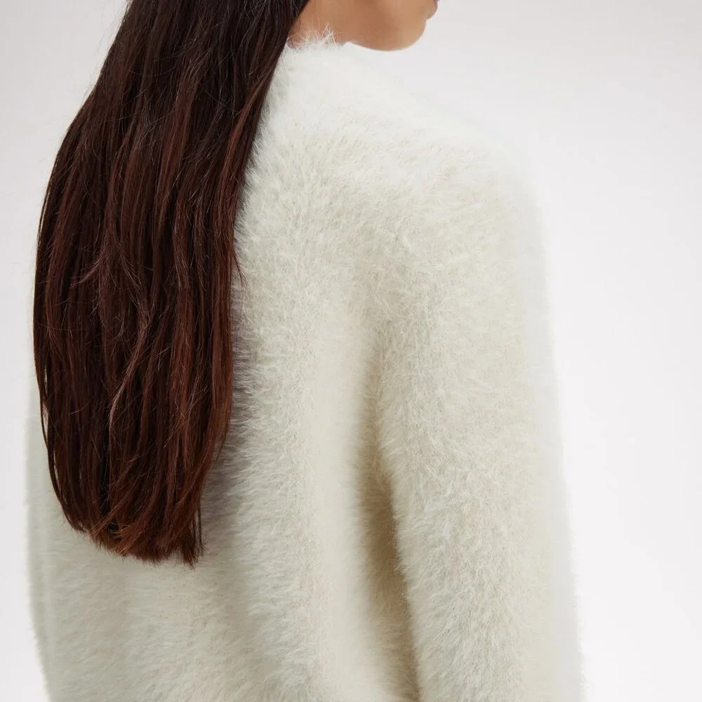 NWT Fred Perry Amy Whitehouse White Furry Cardigan Sweater - Picture 6 of 11